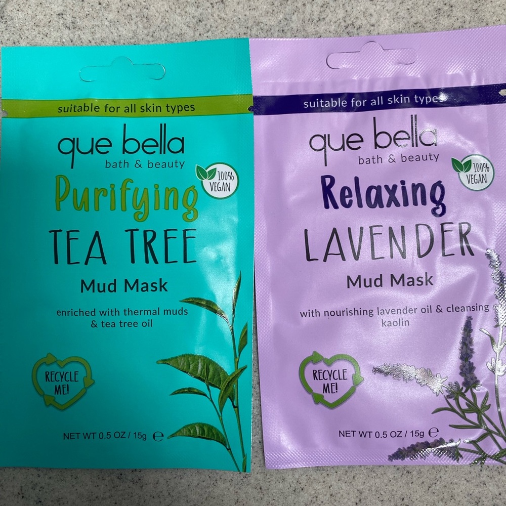 Que Bella Purifying Tea Tree Mud Mask and Relaxing Lavender Mud Mask